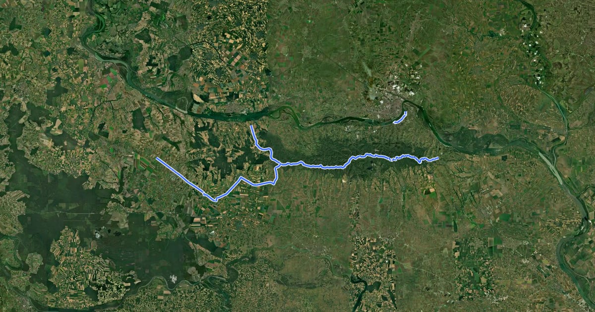Маршрут Ruta Srem - Srem Route на спутниковом снимке