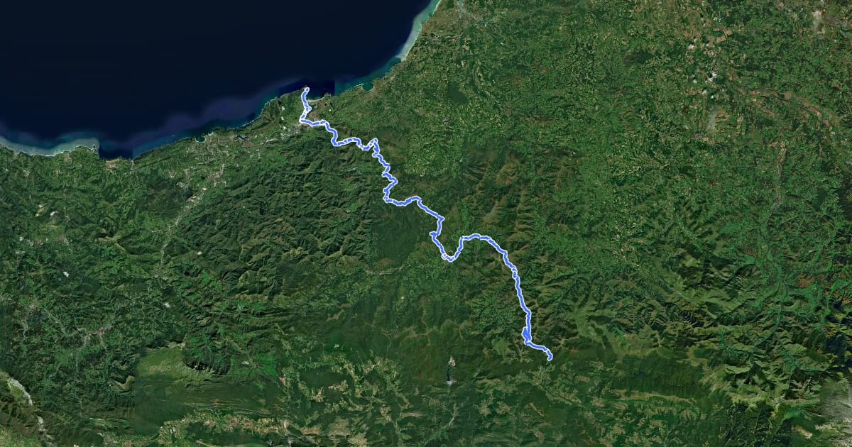Маршрут Ruta Transpirenaica en BTT (Roncesvalles - Hondarribia) на спутниковом снимке