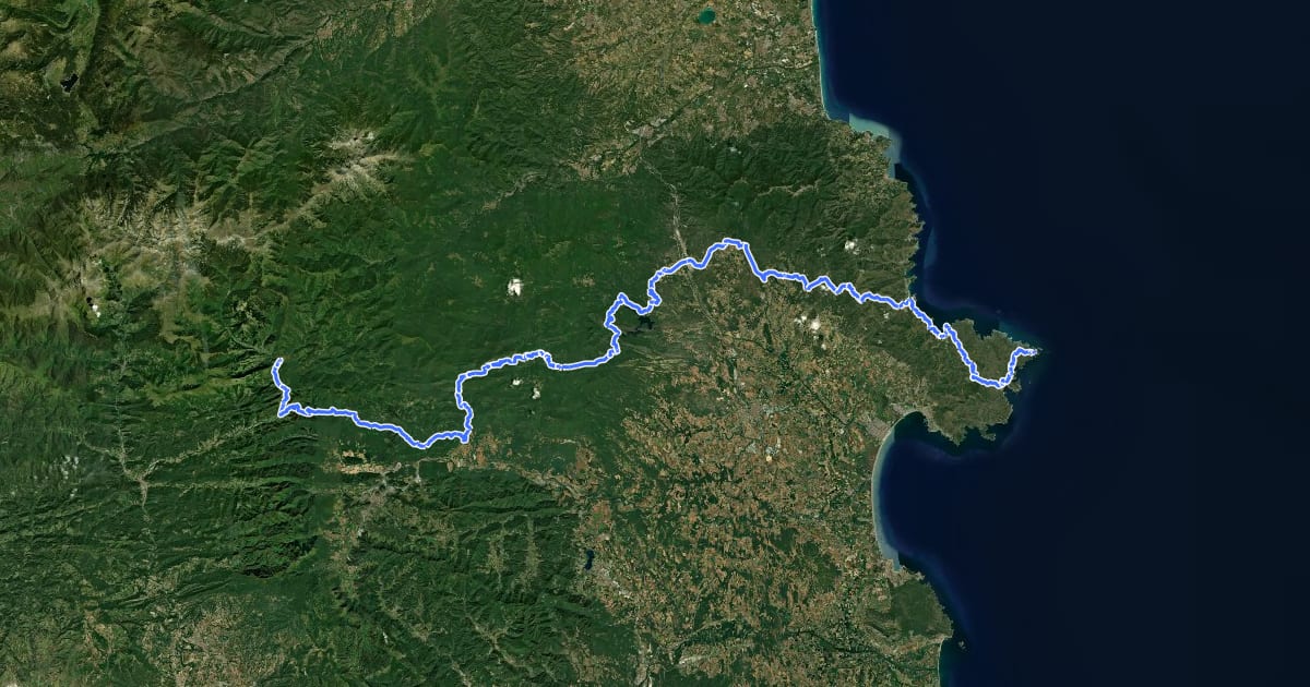 Маршрут Ruta Transpirinenca en BTT (Cap de Creus - Campodron) на спутниковом снимке