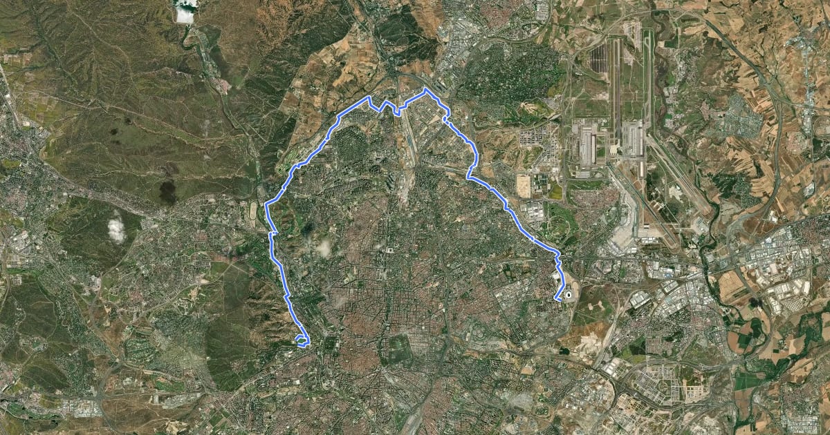 Маршрут Ruta Verde 01 Anillo Verde Ciclista 1 - Mitad norte на спутниковом снимке