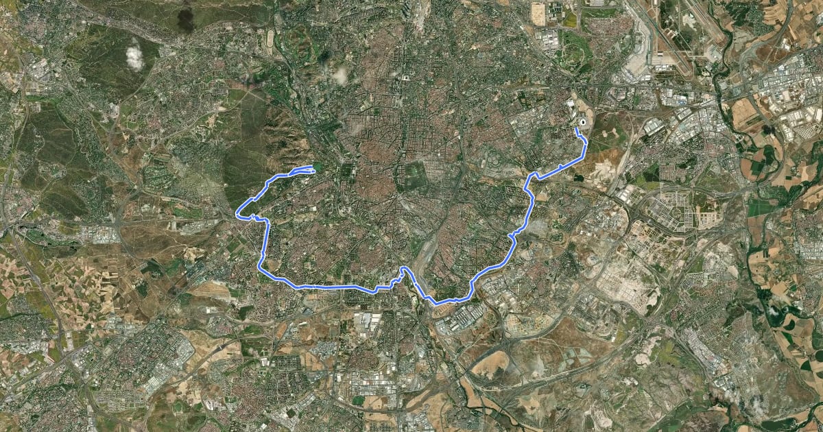 Маршрут Ruta Verde 02 Anillo Verde Ciclista 2 - Mitad sur на спутниковом снимке