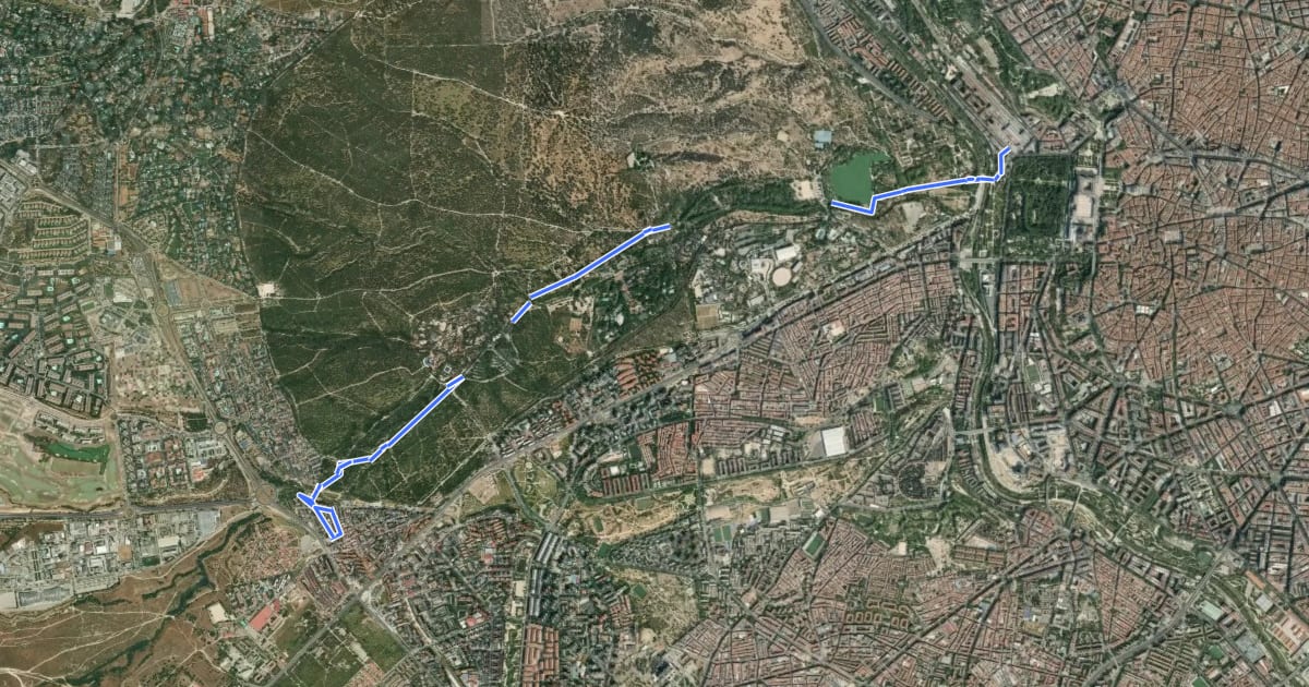 Маршрут Ruta Verde 06 Arroyo Meaques на спутниковом снимке