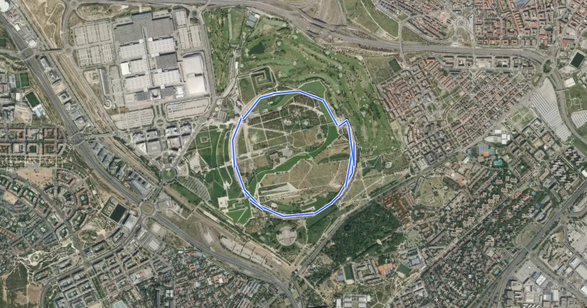 Маршрут Ruta verde 1.2 Parque Juan Carlos I на спутниковом снимке
