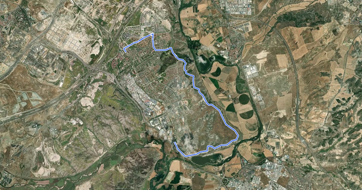 Маршрут Ruta Verde 2.1 Los cortados de Rivas на спутниковом снимке