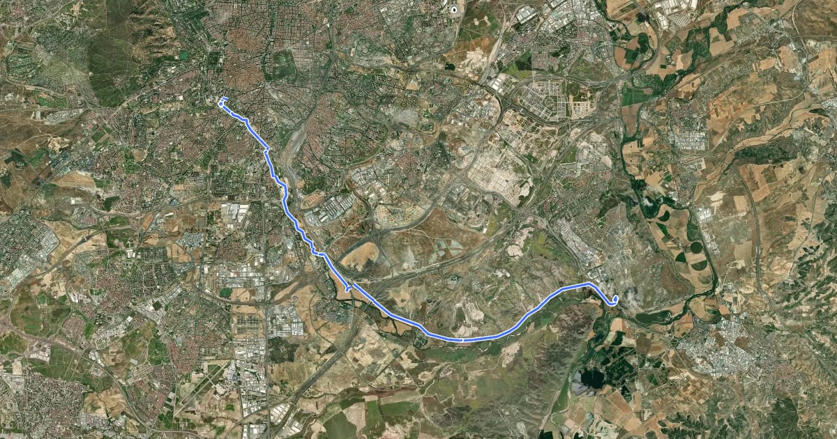 Маршрут Ruta Verde 3.1 Canal del Manzanares на спутниковом снимке