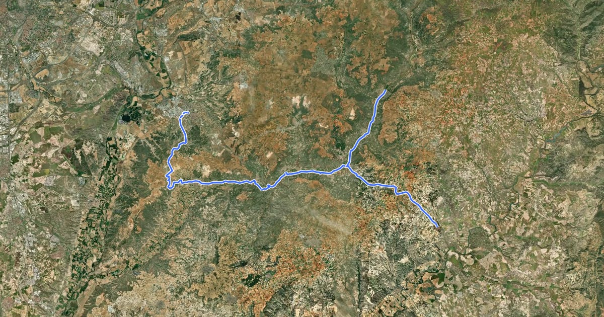 Маршрут Ruta Verde 3.3 Vía Verde del Tajuña на спутниковом снимке