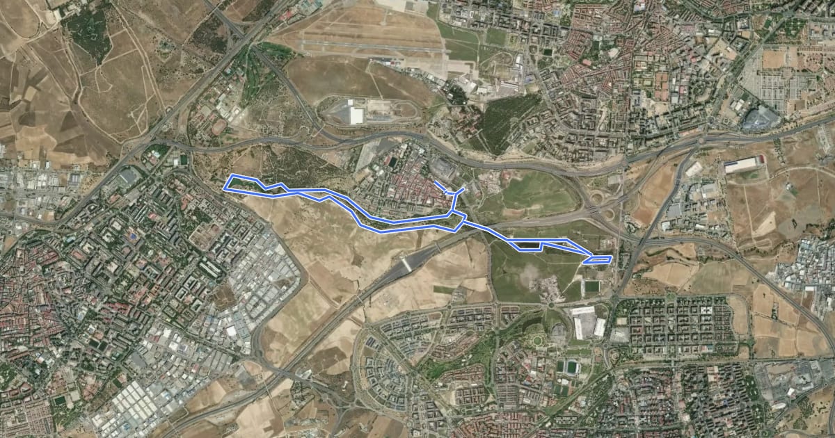 Маршрут Ruta Verde 4.1 Parque Lineal de Butarque на спутниковом снимке