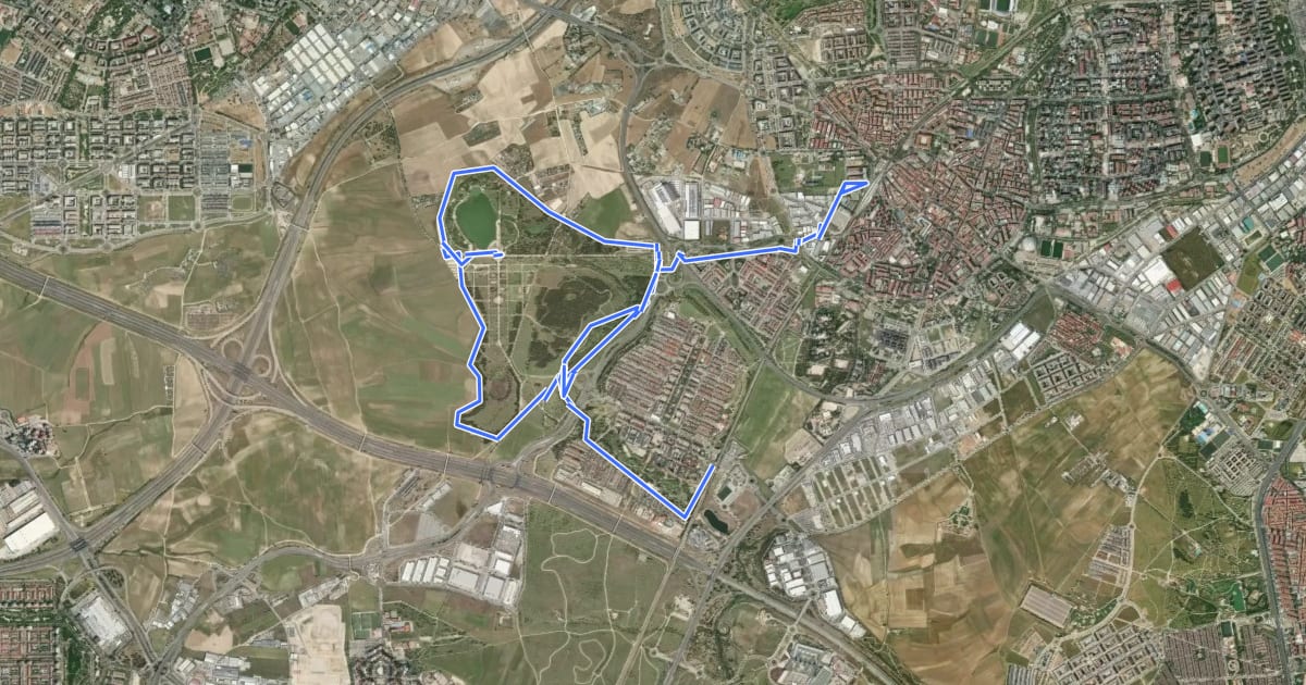 Маршрут Ruta Verde 4.3 Parque Polvoranca на спутниковом снимке