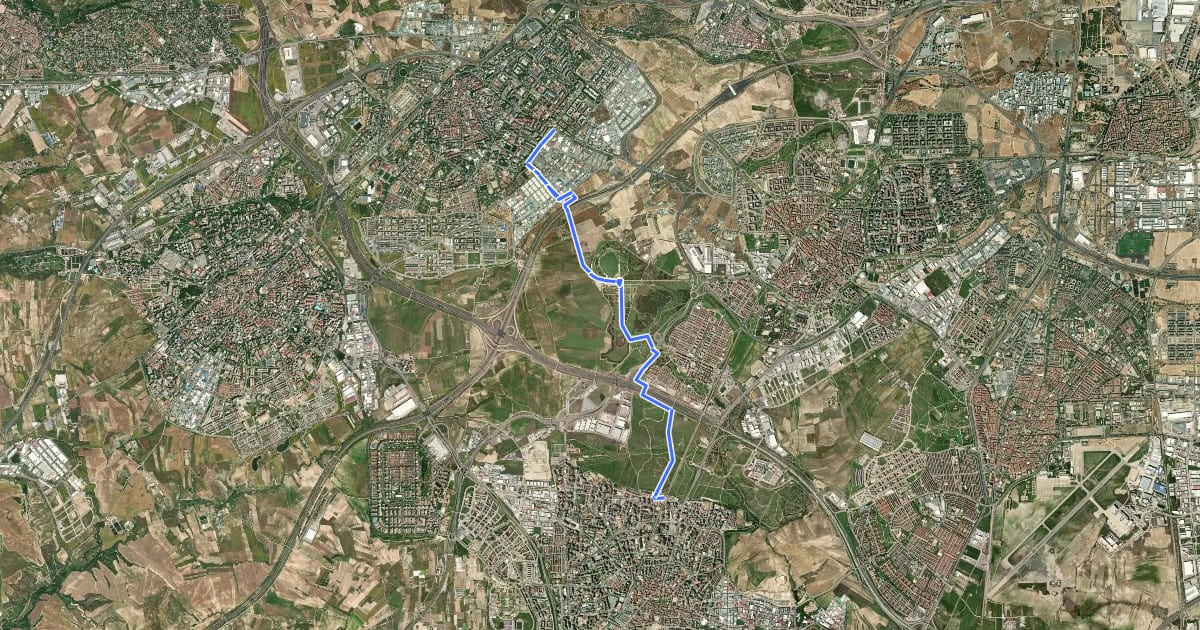 Маршрут Ruta Verde 4.4 Fuenlabrada - Parque Polvoranca - Alcorcón на спутниковом снимке