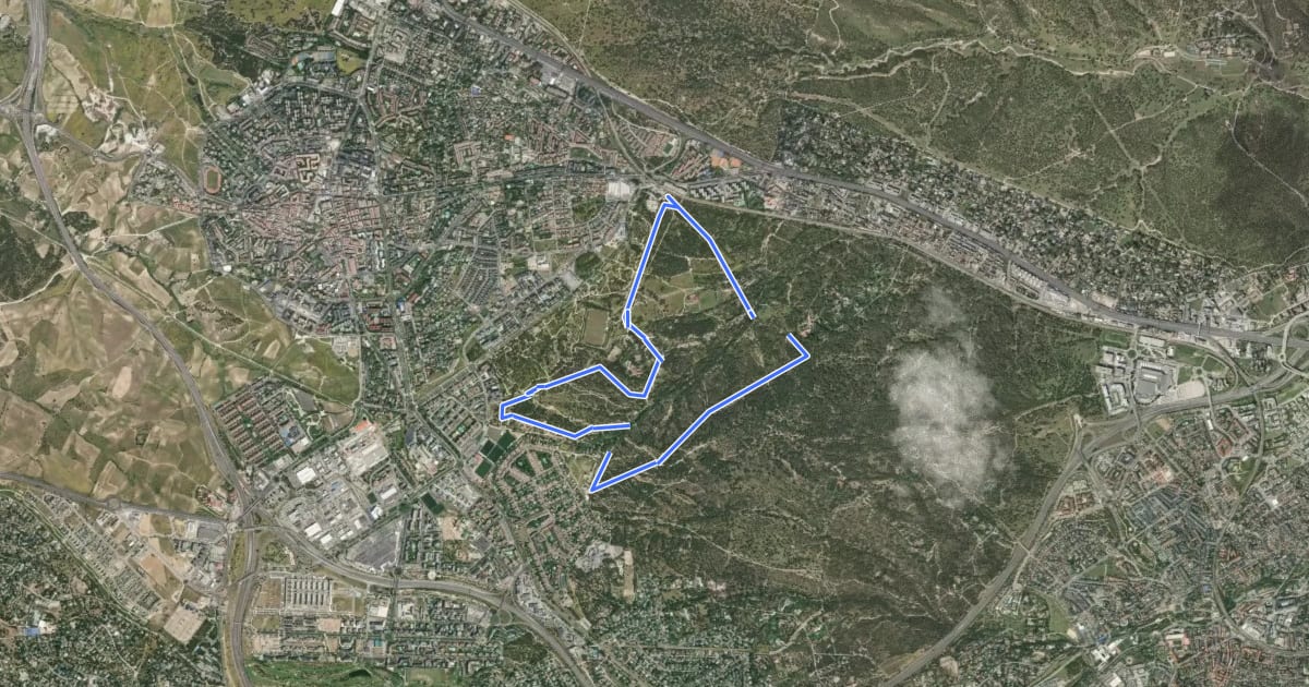 Маршрут Ruta Verde 5.1 Monte del Pilar на спутниковом снимке