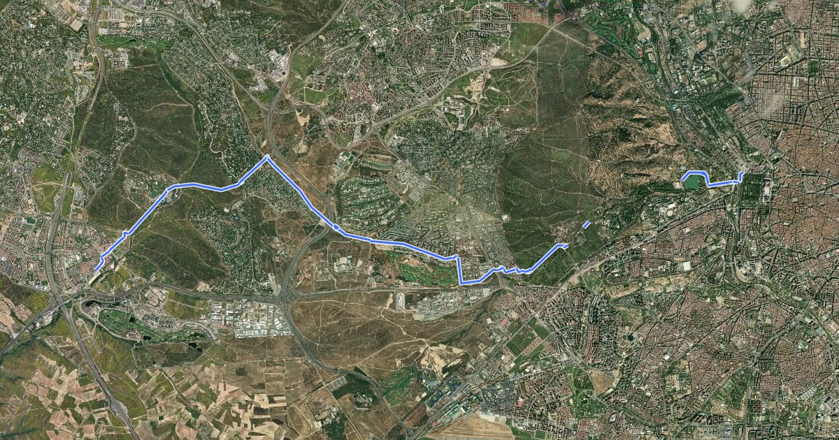 Маршрут Ruta Verde 5.3 Príncipe Pío-Boadilla на спутниковом снимке