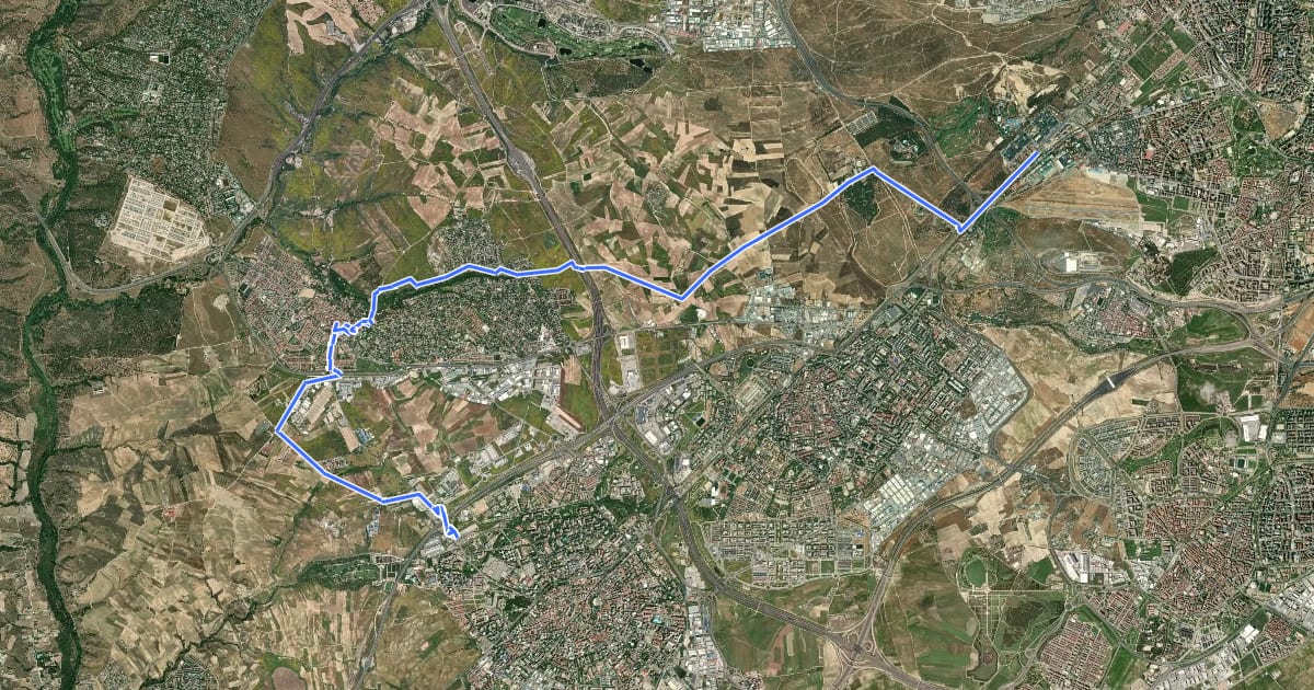 Маршрут Ruta Verde 5.6 Cuatro Vientos - Villaviciosa - Móstoles на спутниковом снимке