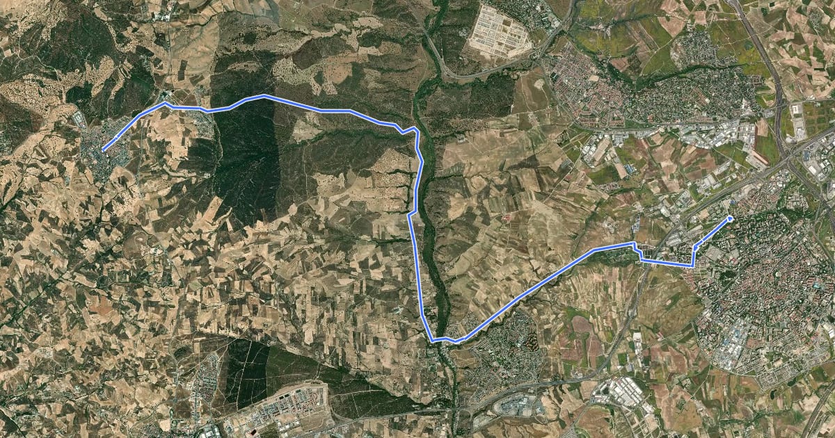 Маршрут Ruta Verde 5.7 Móstoles - Sevilla la Nueva на спутниковом снимке