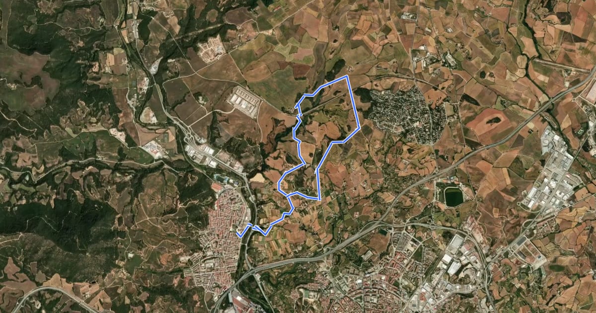 Маршрут Rutes d'aigua i secà 5: Per terres de regadiu i secà на спутниковом снимке