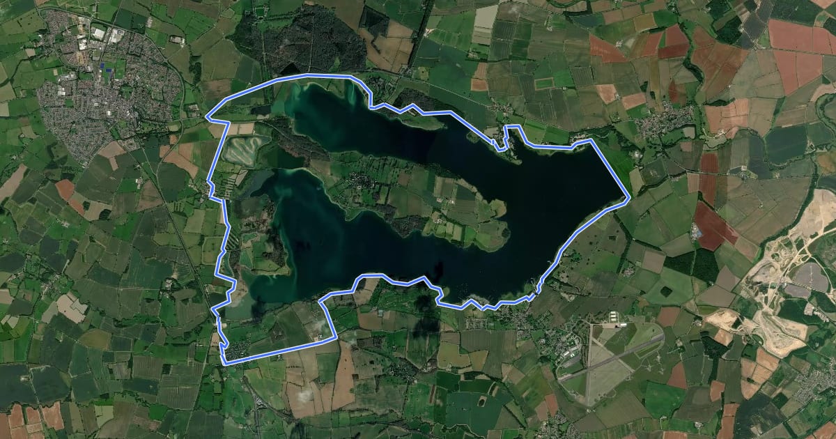 Маршрут Rutland Water Circuit на спутниковом снимке