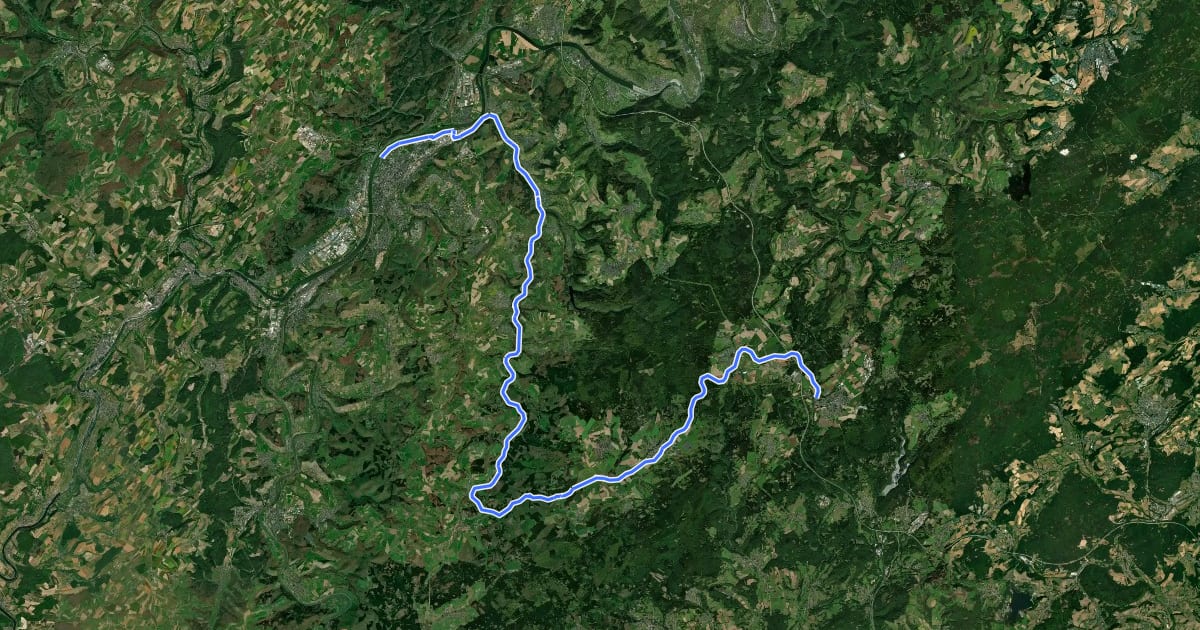 Маршрут Ruwer-Hochwald-Radweg на спутниковом снимке
