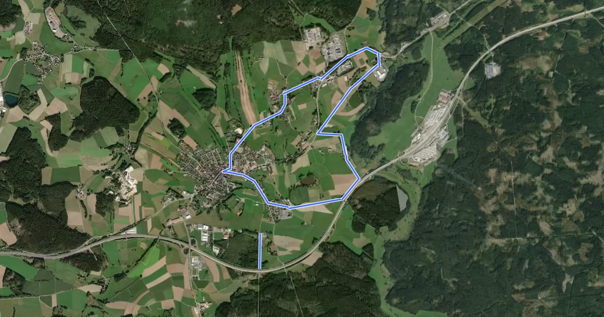 Маршрут RW: Waidhaus – Frankenreuth – Grenzübergang – Waidhaus на спутниковом снимке