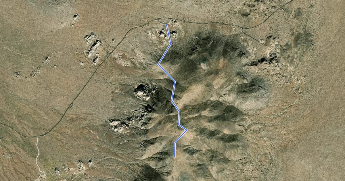 Маршрут Ryan Mountain Trail на спутниковом снимке