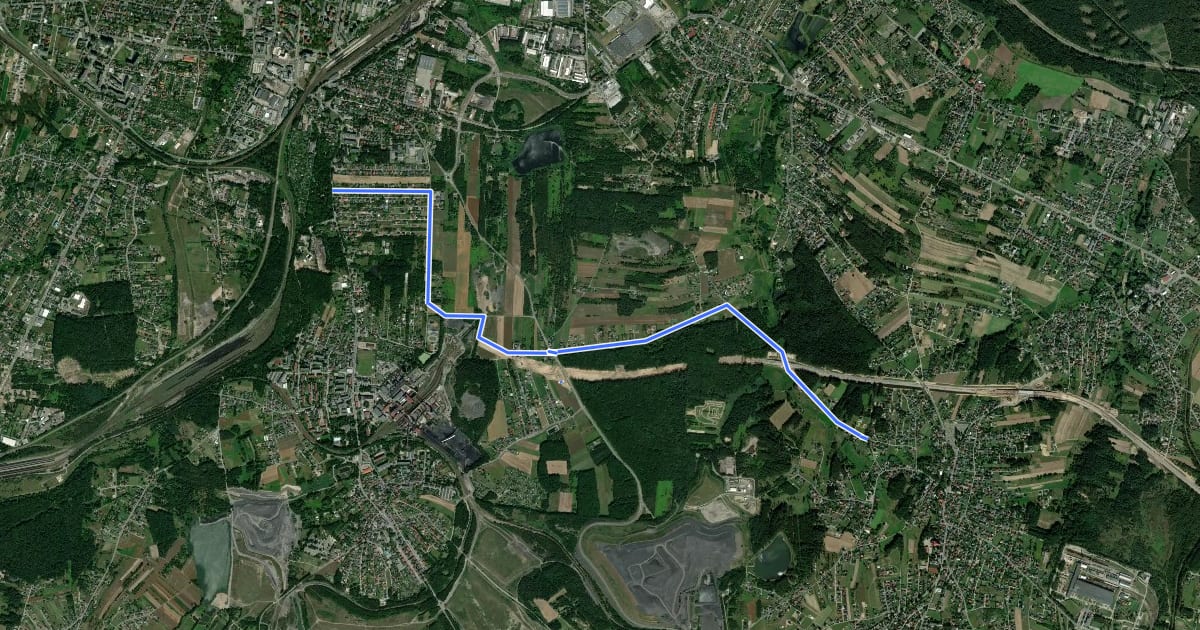 Маршрут Rybnik‐Meksyk — Rybnik‐Boguszowice на спутниковом снимке