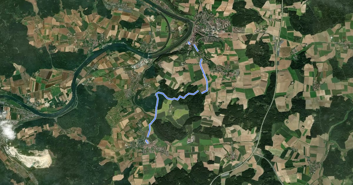 Маршрут S 07 Bad Abbach - Teugn (Grünes Rechteck) на спутниковом снимке