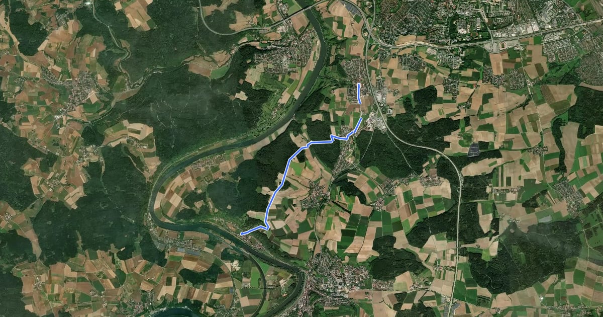 Маршрут S 19 Pentling - Bad Abbach (Grünes Dreieck) на спутниковом снимке