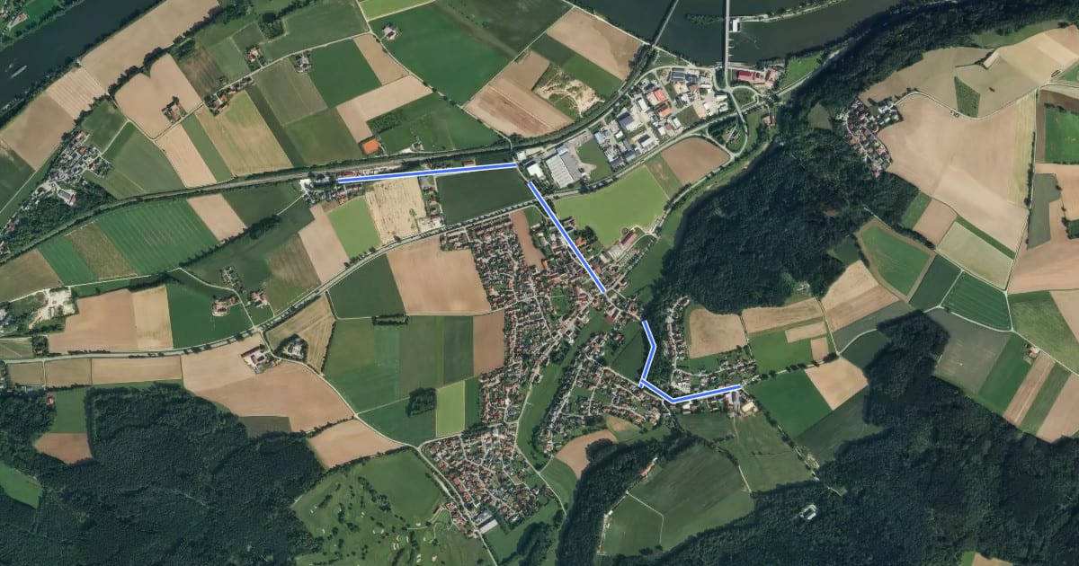 Маршрут S 23 Bad Abbach Bf - Lengfeld - Kruit (Blaues Rechteck) на спутниковом снимке