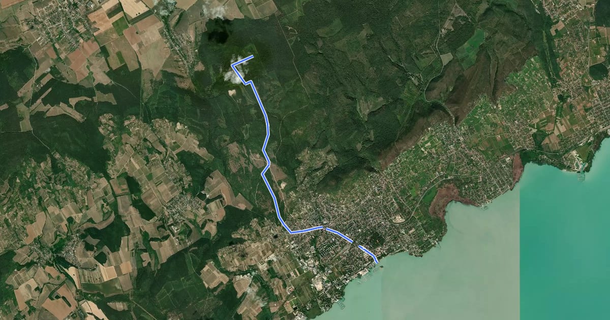 Маршрут S (Balatonfüred, há. – Recsek-hegy) на спутниковом снимке