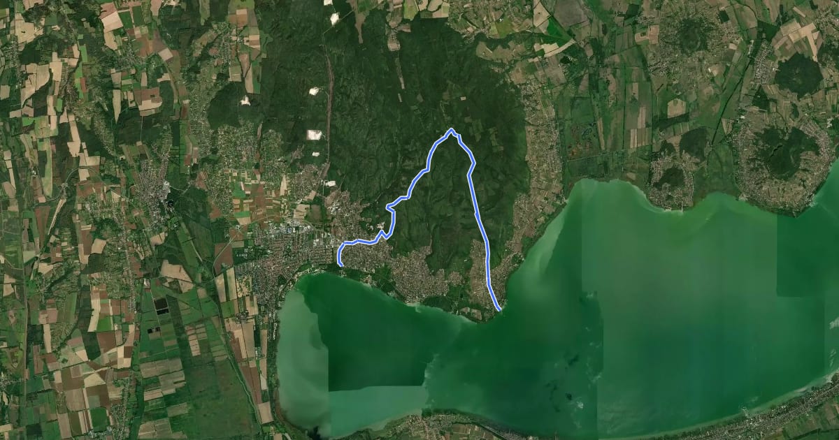 Маршрут S (Balatongyörök – Büdöskút – Gyenesdiás) на спутниковом снимке