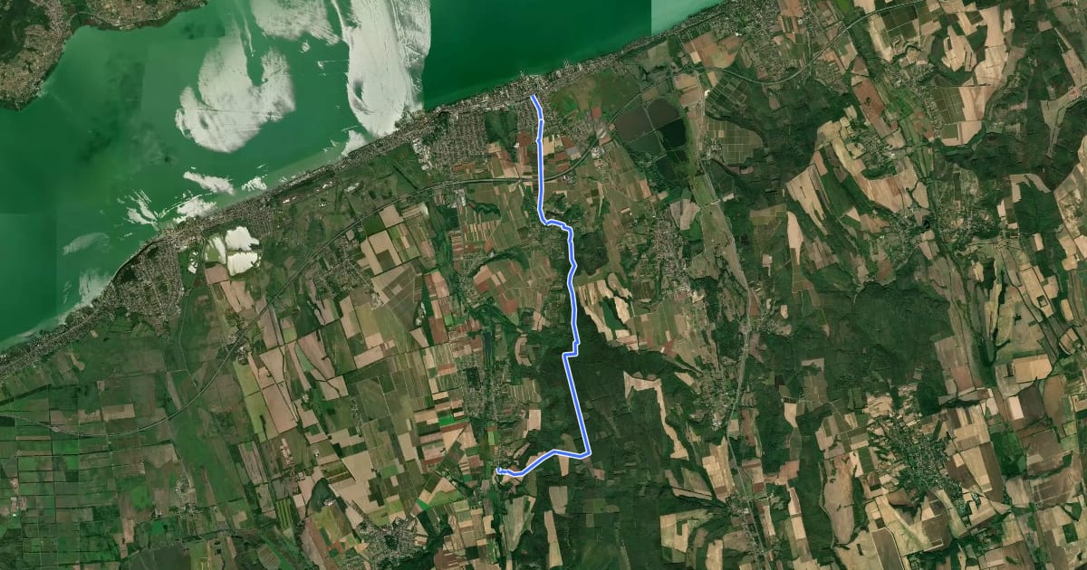 Маршрут S (Balatonlelle – Gyugy) на спутниковом снимке