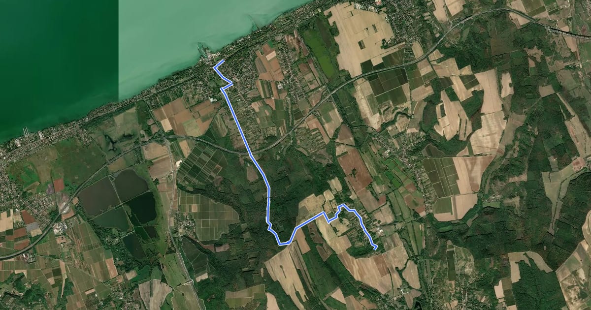 Маршрут S (Balatonszemes, vá. – Teleki) на спутниковом снимке