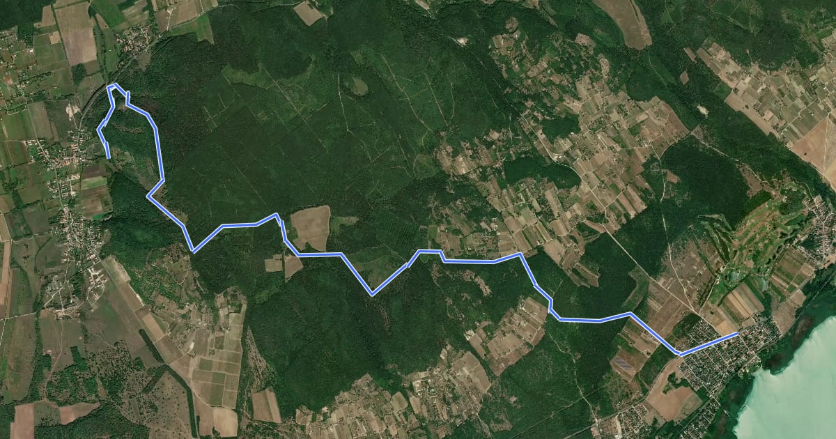 Маршрут S (Balatonudvari, vmh. – Felsődörgicse, aut.m.) на спутниковом снимке