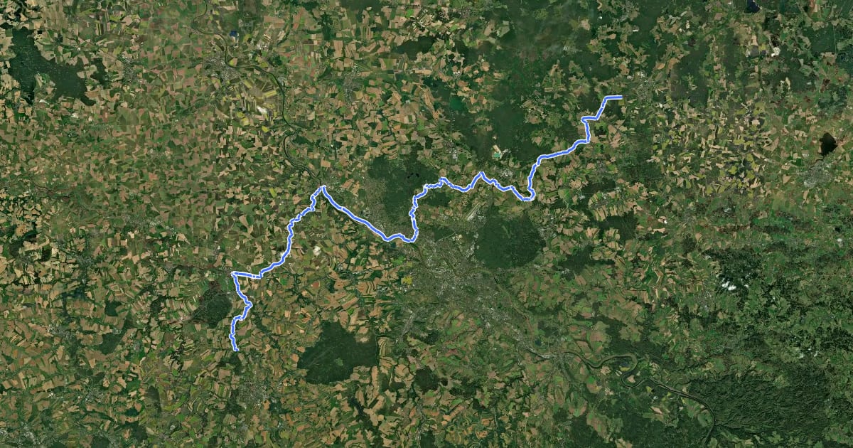 Маршрут Sächsische Städteroute [Freiberg-Kamenz] на спутниковом снимке