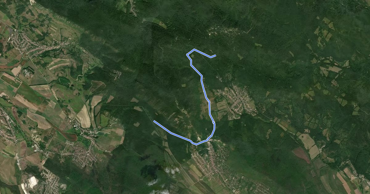Маршрут S+ (Cigány-puszta – Mária-pad – Zsivány-sziklák) на спутниковом снимке
