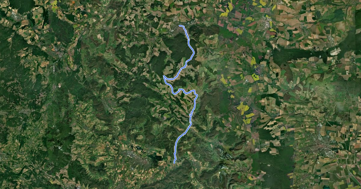 Маршрут Südeichsfeld-Radweg на спутниковом снимке