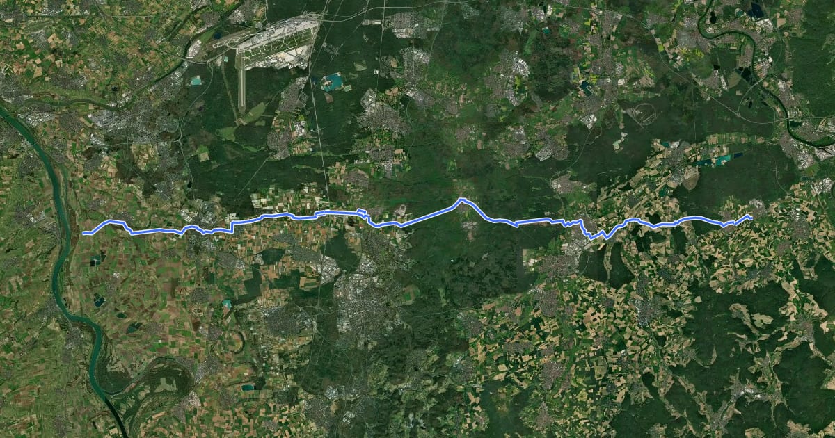 Маршрут Südhessen-Route 14 на спутниковом снимке
