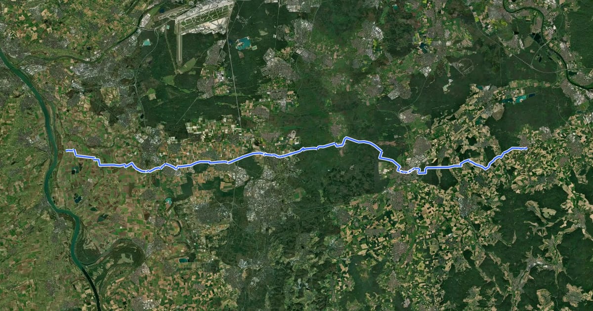 Маршрут Südhessen-Route 16 на спутниковом снимке