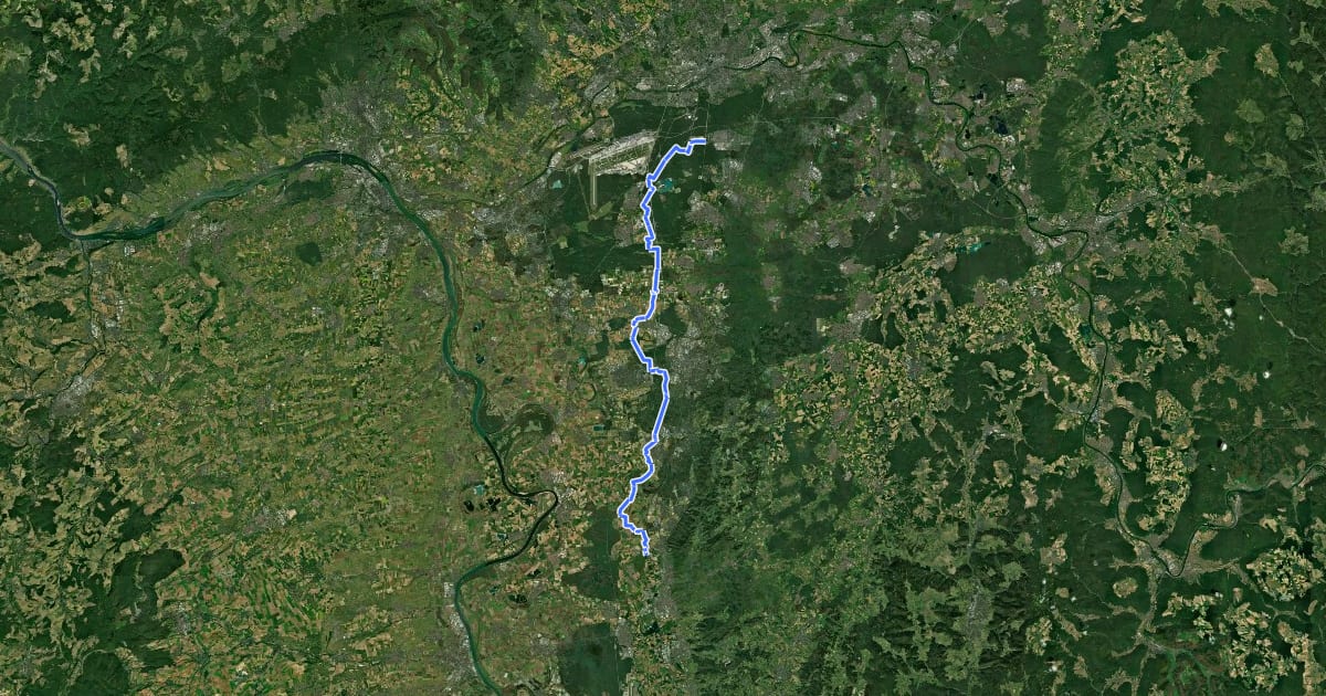 Маршрут Südhessen-Route 19 на спутниковом снимке