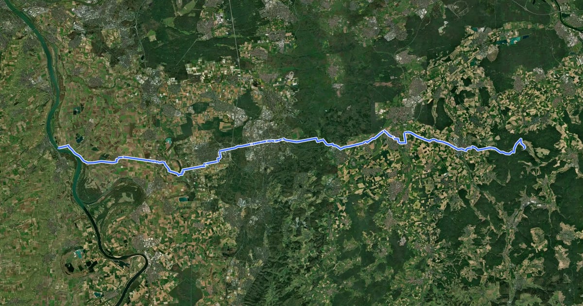 Маршрут Südhessen-Route 20 на спутниковом снимке