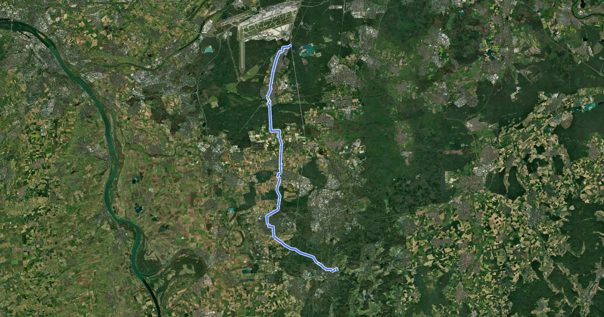 Маршрут Südhessen-Route 21 на спутниковом снимке