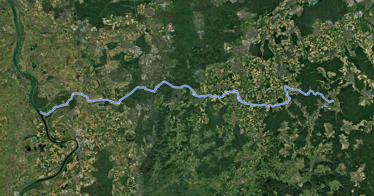 Маршрут Südhessen-Route 22 на спутниковом снимке