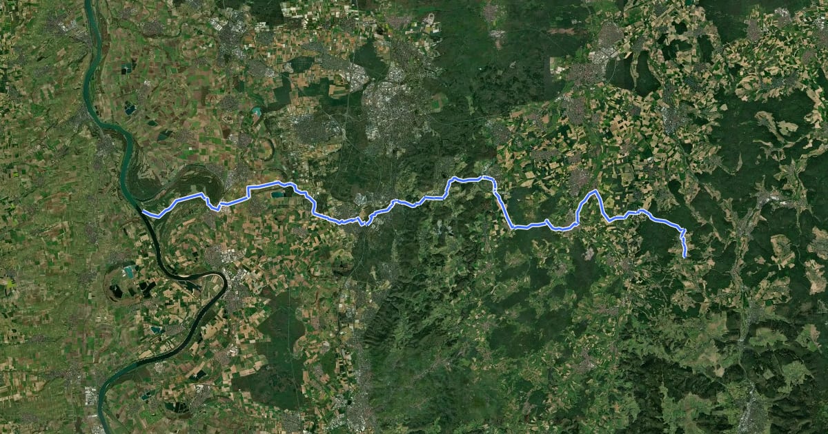 Маршрут Südhessen-Route 24 на спутниковом снимке