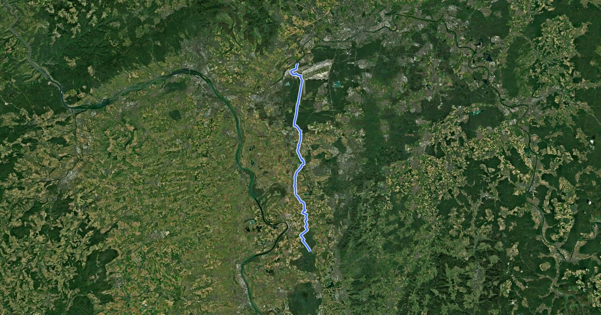 Маршрут Südhessen-Route 25 на спутниковом снимке