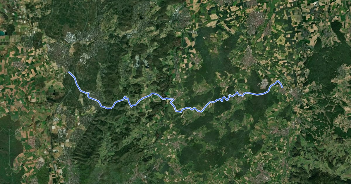 Маршрут Südhessen-Route 26 на спутниковом снимке