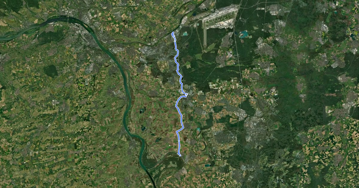 Маршрут Südhessen-Route 27 на спутниковом снимке