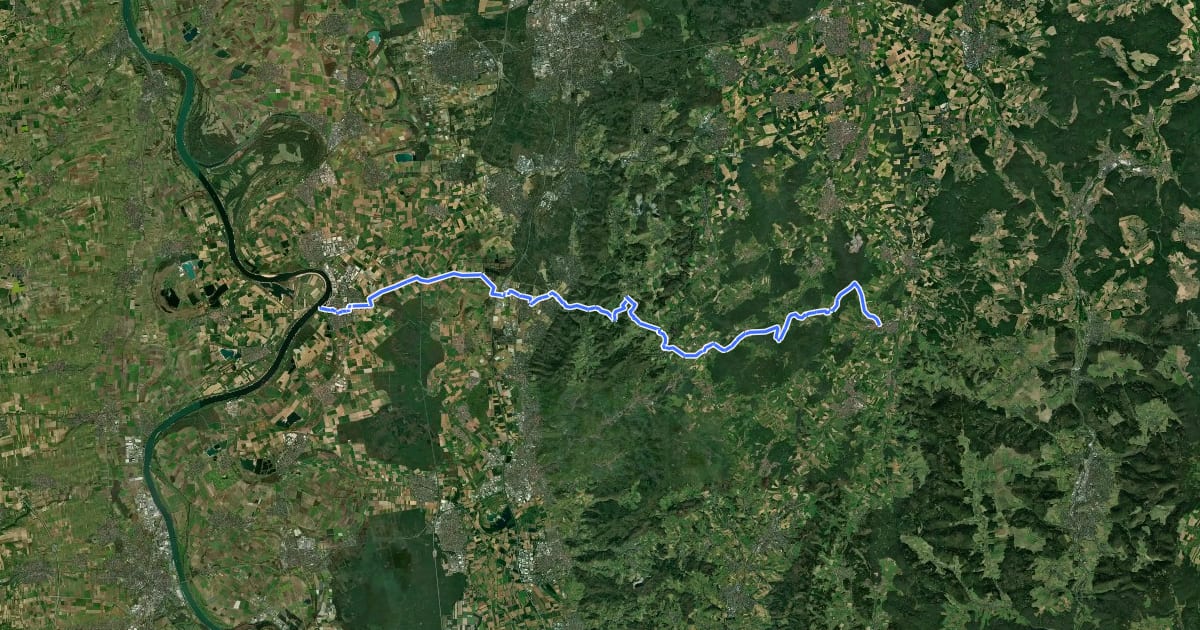 Маршрут Südhessen-Route 28 на спутниковом снимке