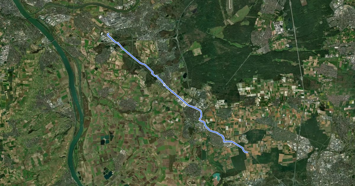 Маршрут Südhessen-Route 29 на спутниковом снимке
