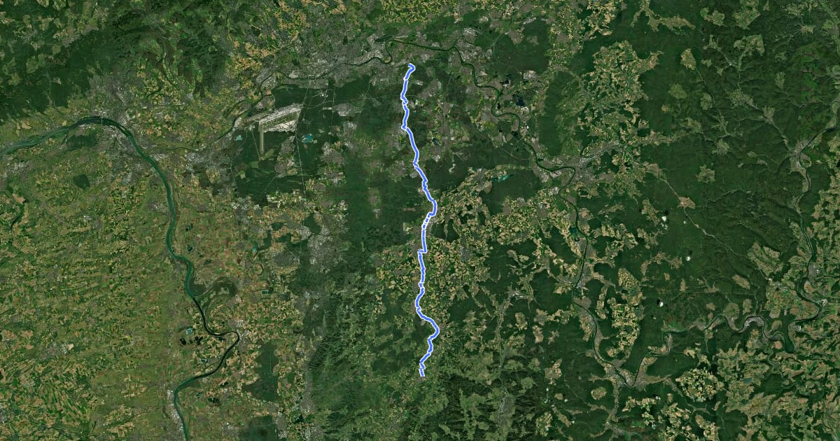 Маршрут Südhessen-Route 7 на спутниковом снимке