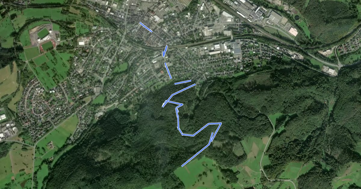 Маршрут südlicher Rothaarsteig-Zuweg Haiger на спутниковом снимке