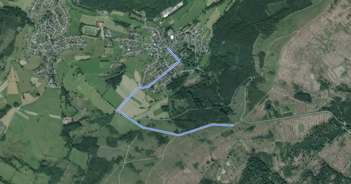 Маршрут südlicher Rothaarsteig-Zuweg Hainchen на спутниковом снимке