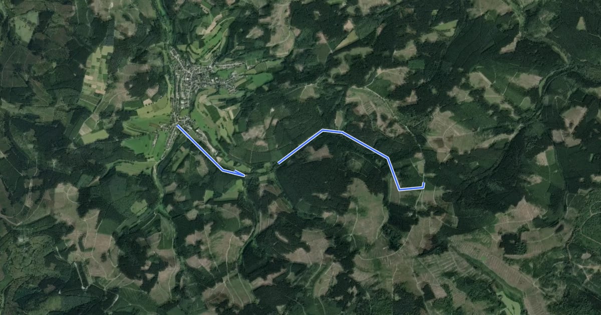 Маршрут südlicher Rothaarsteig-Zuweg Heinsberg на спутниковом снимке